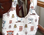 Owl print large purse