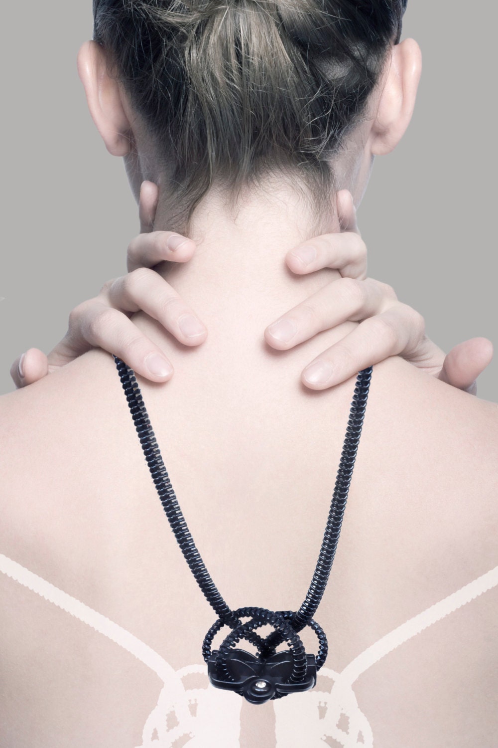 Women's Knot necklace - zipper jewelry - heavy metal - handmade Geekery's gift - Ready to SHIP.