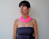 The triple braid necklace - handmade in neon pink fabric