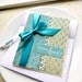 YOU ARE LOVED Handmade Card, Blank Greeting Card for her, Turquoise Blue and Yellow, Stamp Embossed, Satin Bow Ribbon, Women
