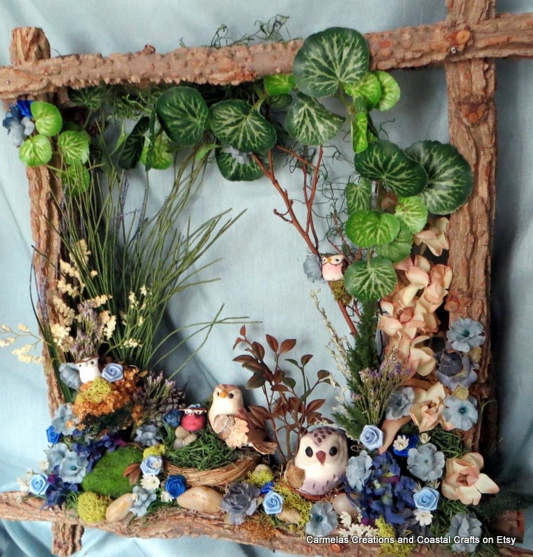 Owl Family Nesting Woodland Frame