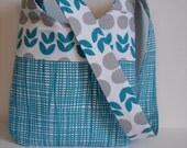 Brooklyn Bag in Turquoise Lotta Jansdotter Bella, Cross Body Bag, Mail Sack Bag, Shoulder Bag
