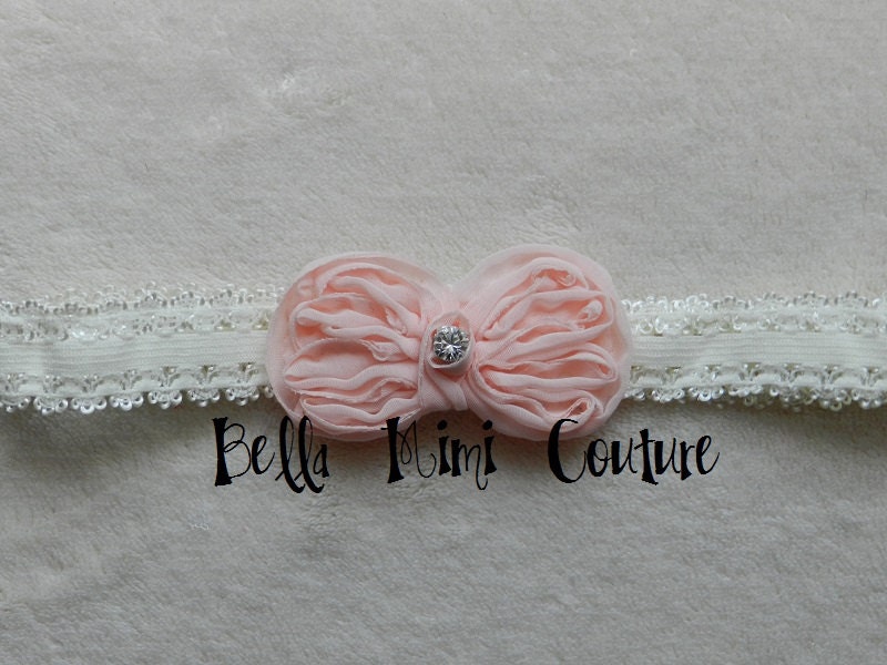 Custom Couture Peach Bow Headband