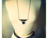 Brass Ladder Necklace with Kyanite Pendant