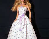 Lacey Lavendar Purple Rosebud Cotton Dress Handmade fits Barbie, 11.5" Fashion Dolls