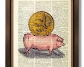 ANIMAL PAINTING, Baby Animal Art Print FARM Animal Art Illustration, Dictionary Print Vintage Book Page Art, Pig Decor Pig Print - Save Big