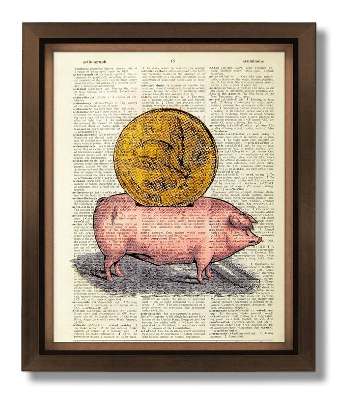 ANIMAL PAINTING, Baby Animal Art Print FARM Animal Art Illustration, Dictionary Print Vintage Book Page Art, Pig Decor Pig Print - Save Big