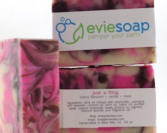 just a fling - Handcrafted Vegan Soap - cherry blossom, vanilla, musk