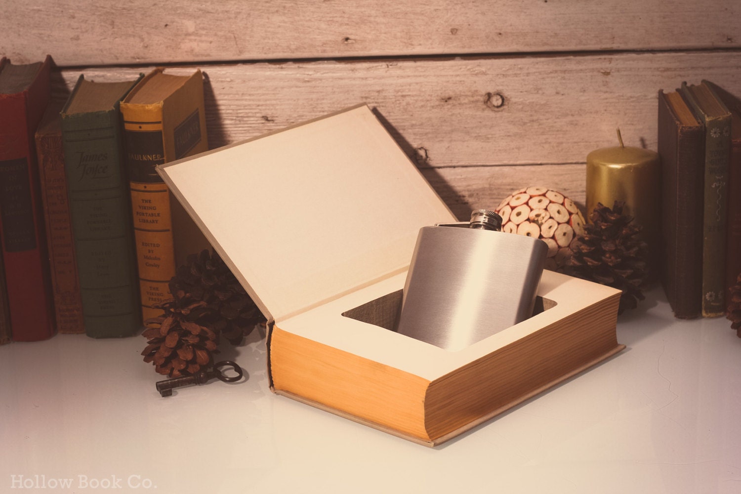Vintage Hollow Book Safe & Whiskey Hip Flask - War and Peace