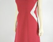 Vintage 60s Red and White Shift Dress - med, lg