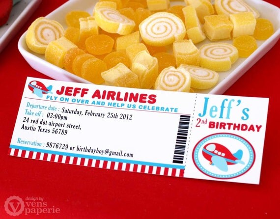 DIY PRINTABLE Invitation Card - Invitation Card - Airplane Birthday Party - PS818CA1a1 Il_570xn