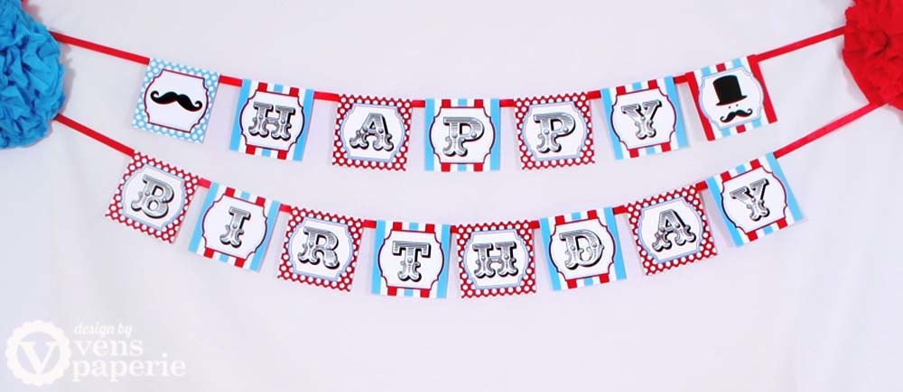 Little Man Mustache Bash Birthday Party - DIY PRINTABLE Happy Birthday Banner - Instant Download - design by venspaperie - PS829CA1e Il_570xn