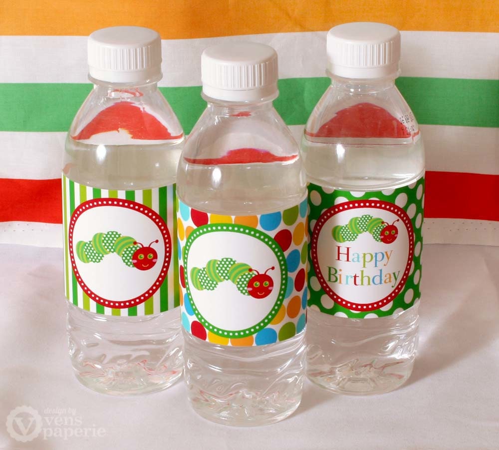 Caterpillar Birthday Party - DIY PRINTABLE Water Bottle Drink Label - Instant Download - PS820CA1g Il_570xn