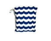 Navy waves wet bag waterproof cloth diaper zipper medium swim bathing suit pool beach girl boy blue ocean