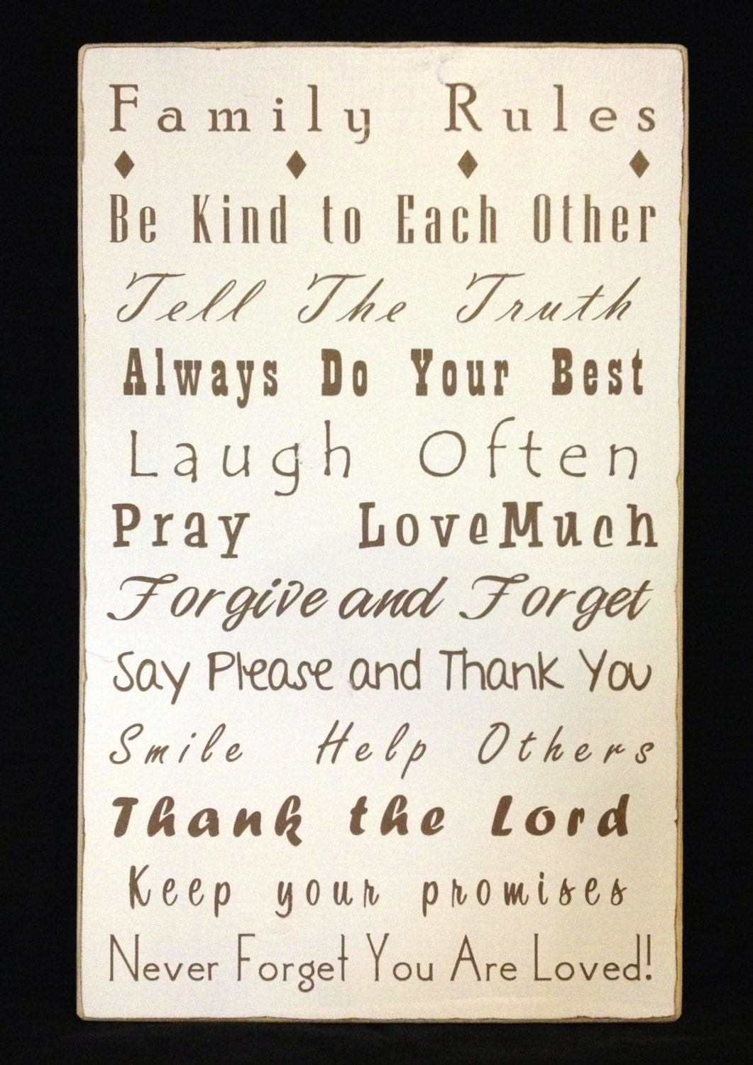 Family Rules Sign/Wall Hanging-Subway-Typography