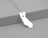 Sterling Silver State Love Heart Necklace - California