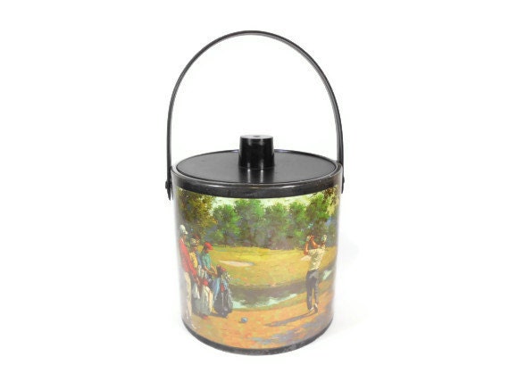 Mid Century Ice Bucket Tennis Golf Ice Bucket Barware Irvinware Man Cave Decor