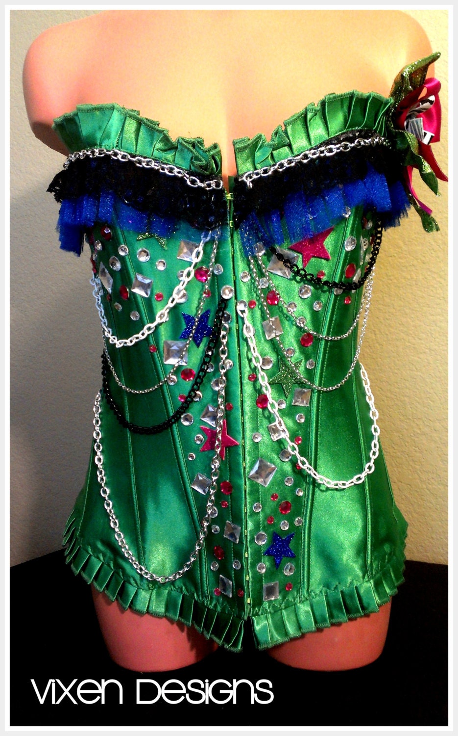 Green Corset & Zebra Panties Set
