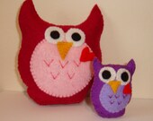 Cute Owls - Felt Woodland Critters - Handmade pair of Owls