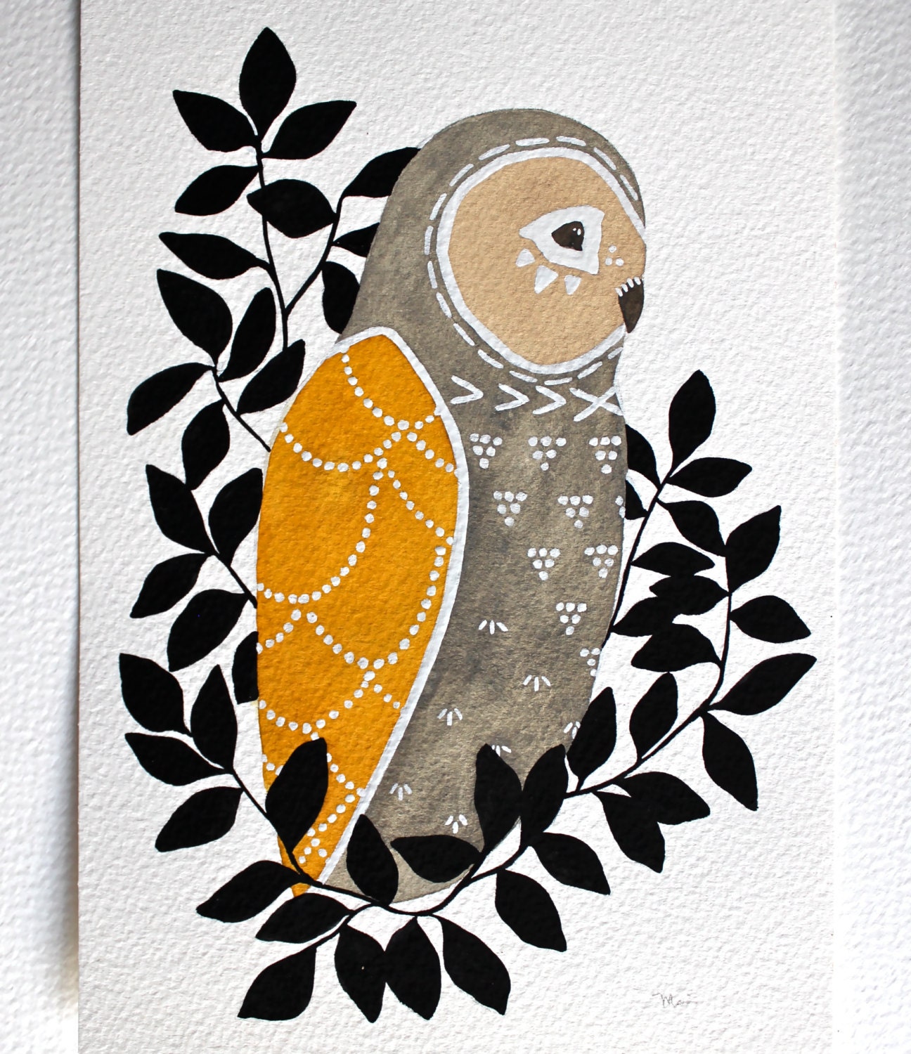 Owl Painting - Watercolor Illustration Art - Large Archival Print - 11x14 Little Owl Mateo
