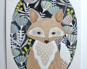 Fox Illustration Painting - Watercolor Art - 11x14 Large Archival Print - Little Fox Leo by Marisa Redondo