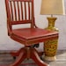 VINTAGE OFFICE CHAIR - Painted Red and Copper Distressed Mid Century Desk Wood