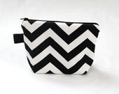 Zipper Pouch - Black and White Chevron