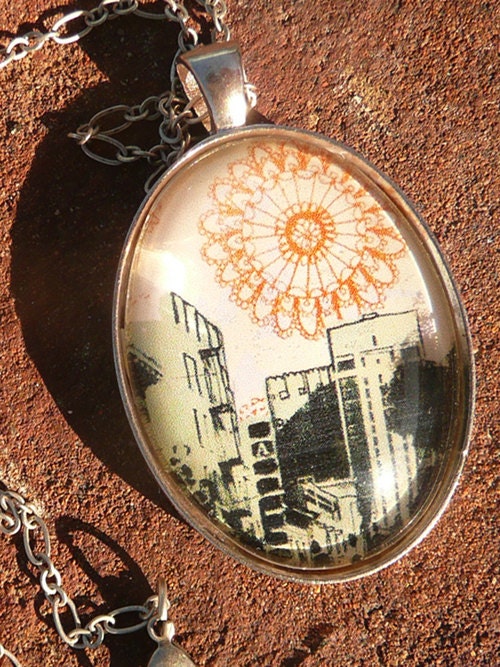 She Sewed a Sun in the Sky, Oval Pendant Necklace