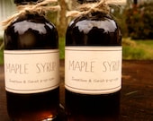 Custom Wedding Favor, Rustic Pure Vermont Maple Syrup Favors 2 oz