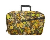1960s Floral Suitcase by A.D. Sutton & Sons - Mad Men - Autumn Colors Foliage - Travel Case - Childrens Luggage