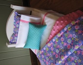 American Girl / 18" doll sized bedding - Purple/Pink/Aqua - Flowers