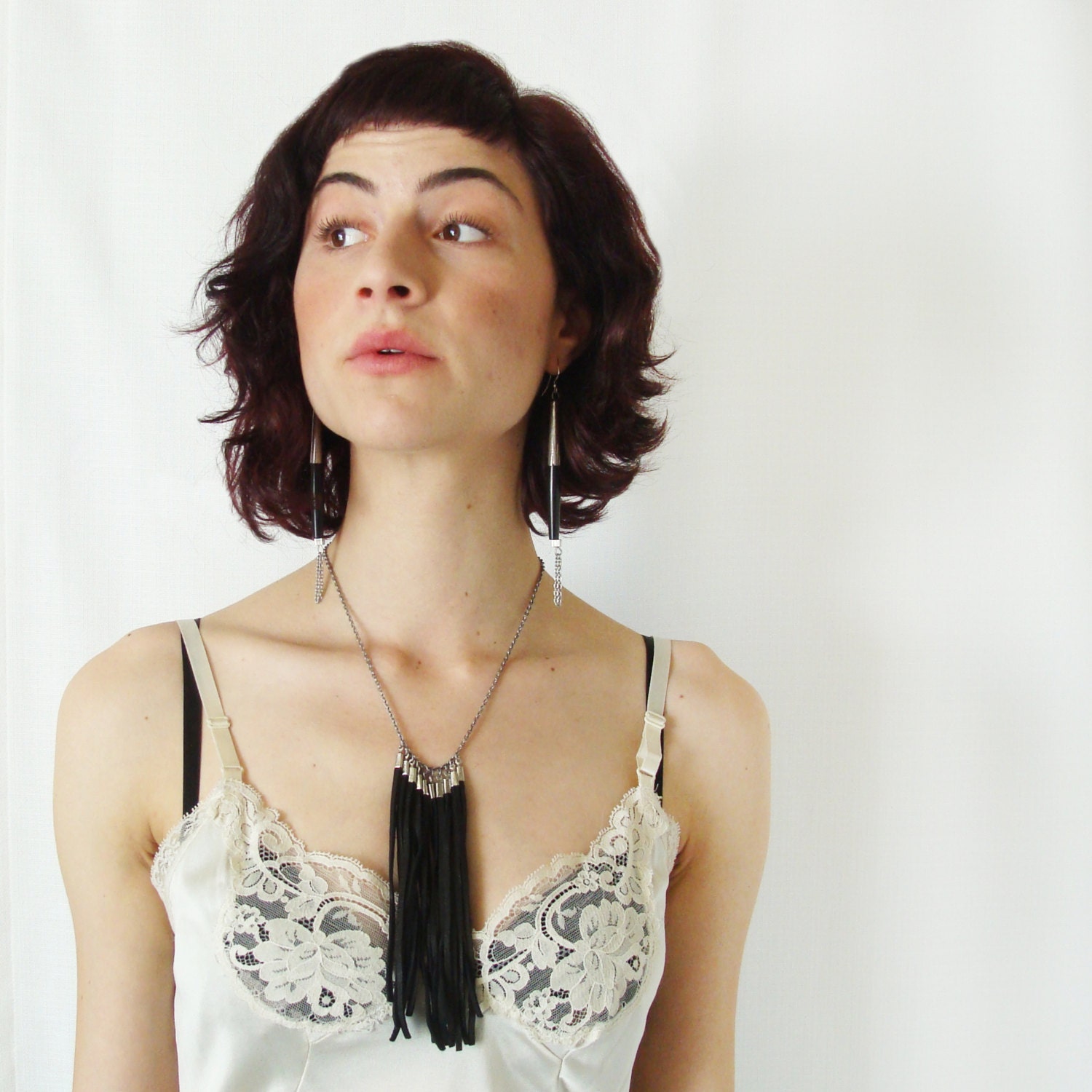 Fringe Lover // Black Leather // Fringe Necklace // Tribal Jewelry