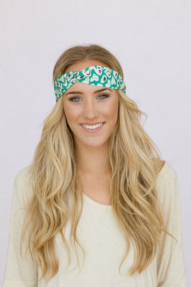 Turban Headband Minty Turquoise Heart Headband Turband Twist Stretchy Women's Fashion Headband Cute Hair Band