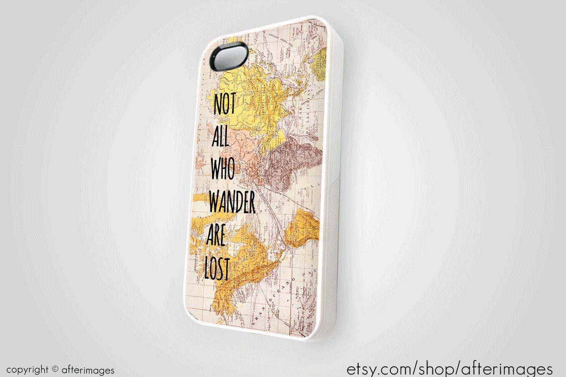 Vintage Map iPhone 5 4 4S Case New Not All Who Wander Are Lost Silicone
