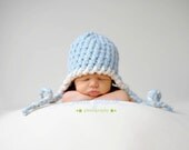 Newborn Boy  Hat, Boy Photo Prop, Blue Earflap  Beanie.
