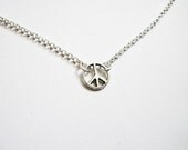 Peace Necklace, Peace Sign Jewelry, Peace Sign Necklace, Silver Charm Necklace, peace symbol, Peace and Love, silver peace necklace, tiny