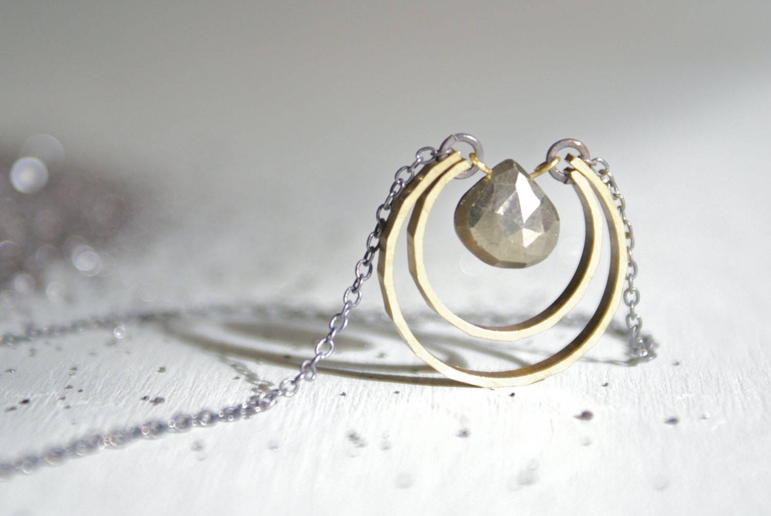 Pyrite Moon Drop necklace