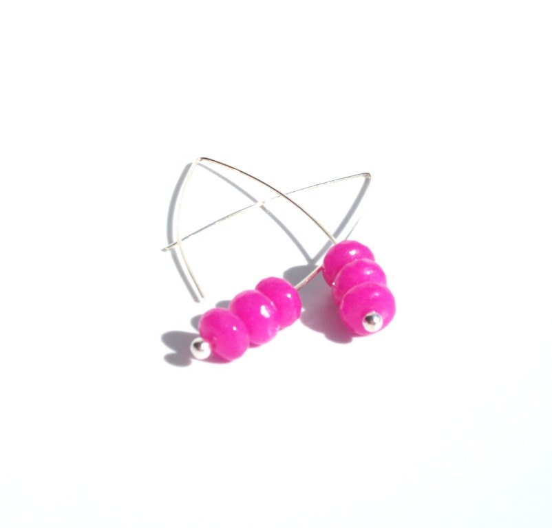 Hot Pink Topaz Earrings-  gemstone earrings, spring earrings, Spring Fashion, 2013 trend