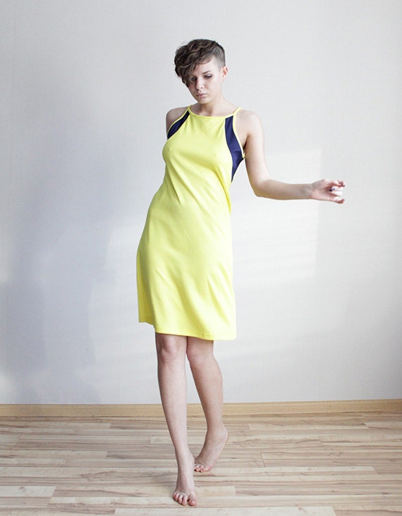 Neon yellow mod dress