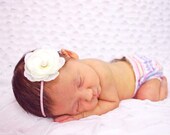 Baby Headband-Ivory Baby Headband-Newborn Headbands-Baby Girl-Newborn-Infant-Toddler-flower Girl-Photo Prop