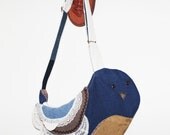 Bird Messenger Bag Cute Novelty Purse Upcycled Denim Unique Handmade Eco-friendly