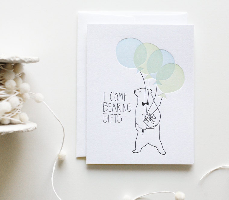 Letterpress Birthday Bear - Single Card