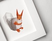 Geometric Print, Squirrel, Art Print, Original Illustration, Art, A3, A4, A5, A6