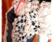 Vintage Kimono Capelet Spring Summer Autumn Motif with long Crochet beaded Fringe Shawl Size S