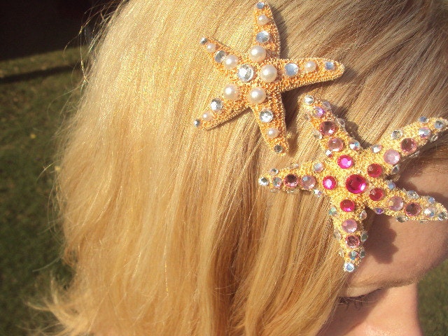 50% OFF SALE Swarovski Crystal Starfish Hair Clip Bridal Starfish Hair Clip Crystal Starfish Barrette Beach Bridal Hair Accessory