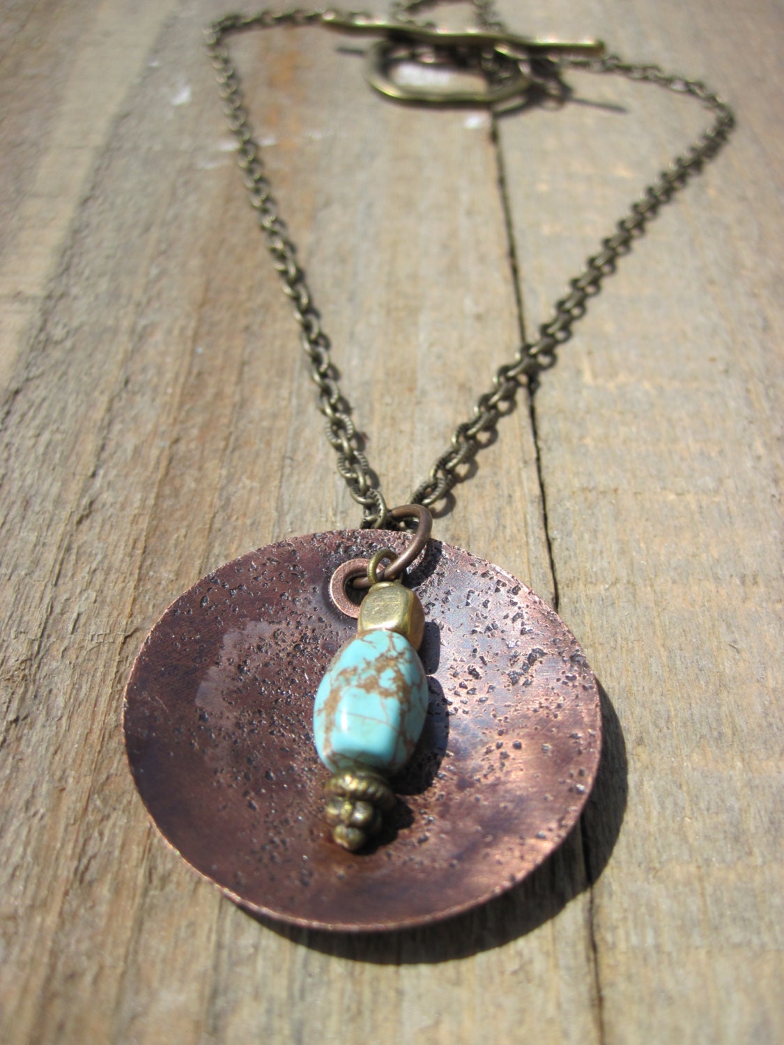 Turquoise, Brass and Copper Necklace