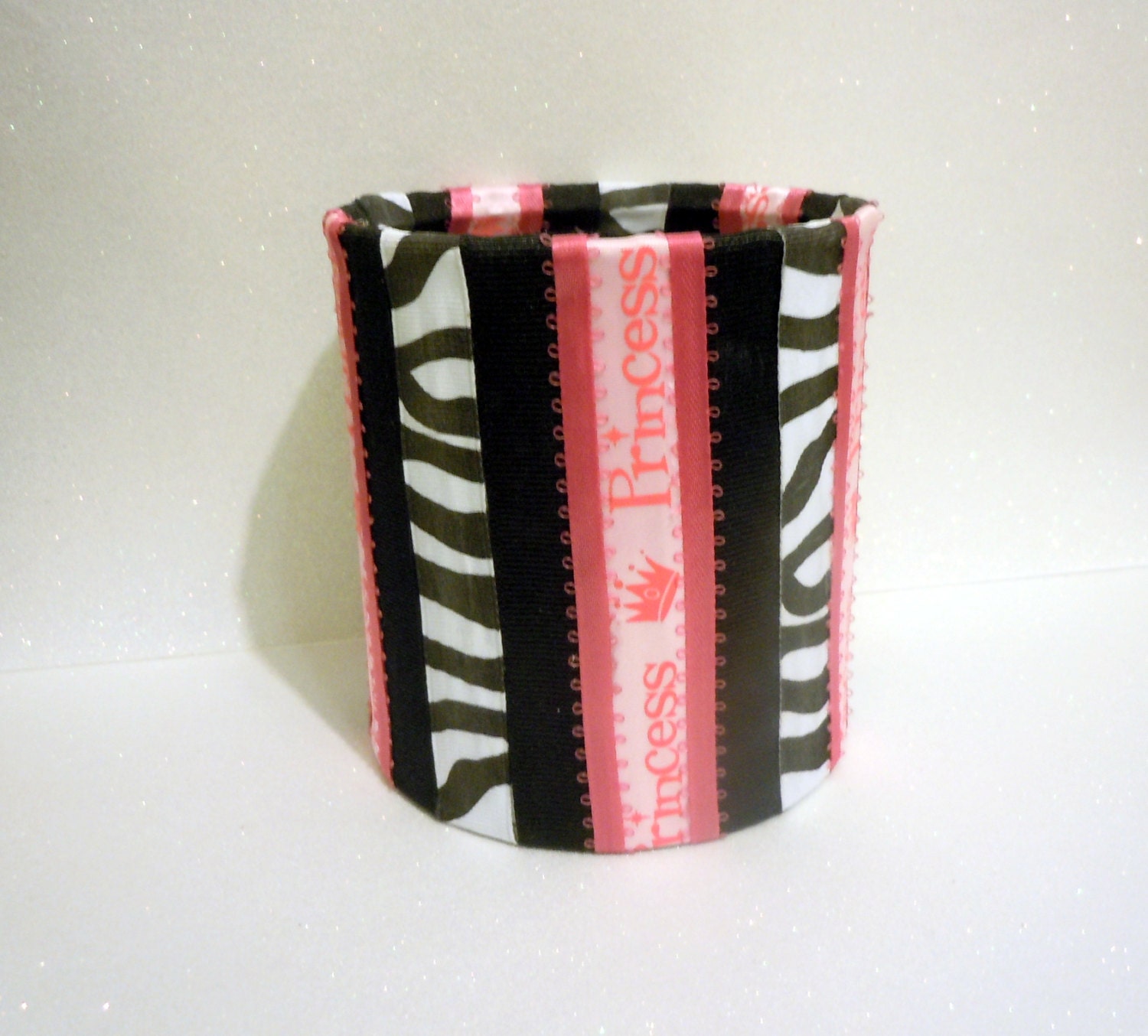 Zebra Black and White, Pink Princess Room Decor Holder- Upcycling