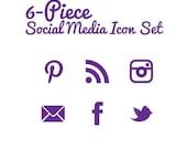 Social Media Icons - Transparent Background - Dark Purple