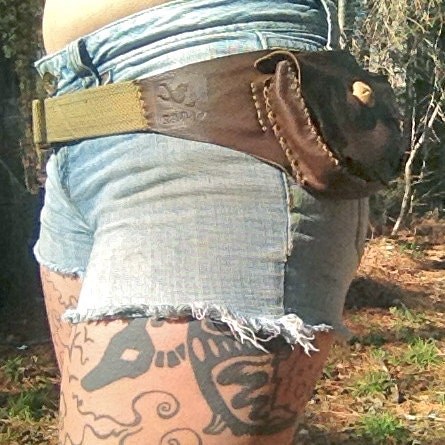 Double Pocket Utility Belt. Upcycled materials. Ready to ship or Custom made to order // Hip Bag /  Belt Pouch