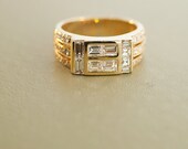 Vintage Men's 18k Yellow Gold and Diamond Ring